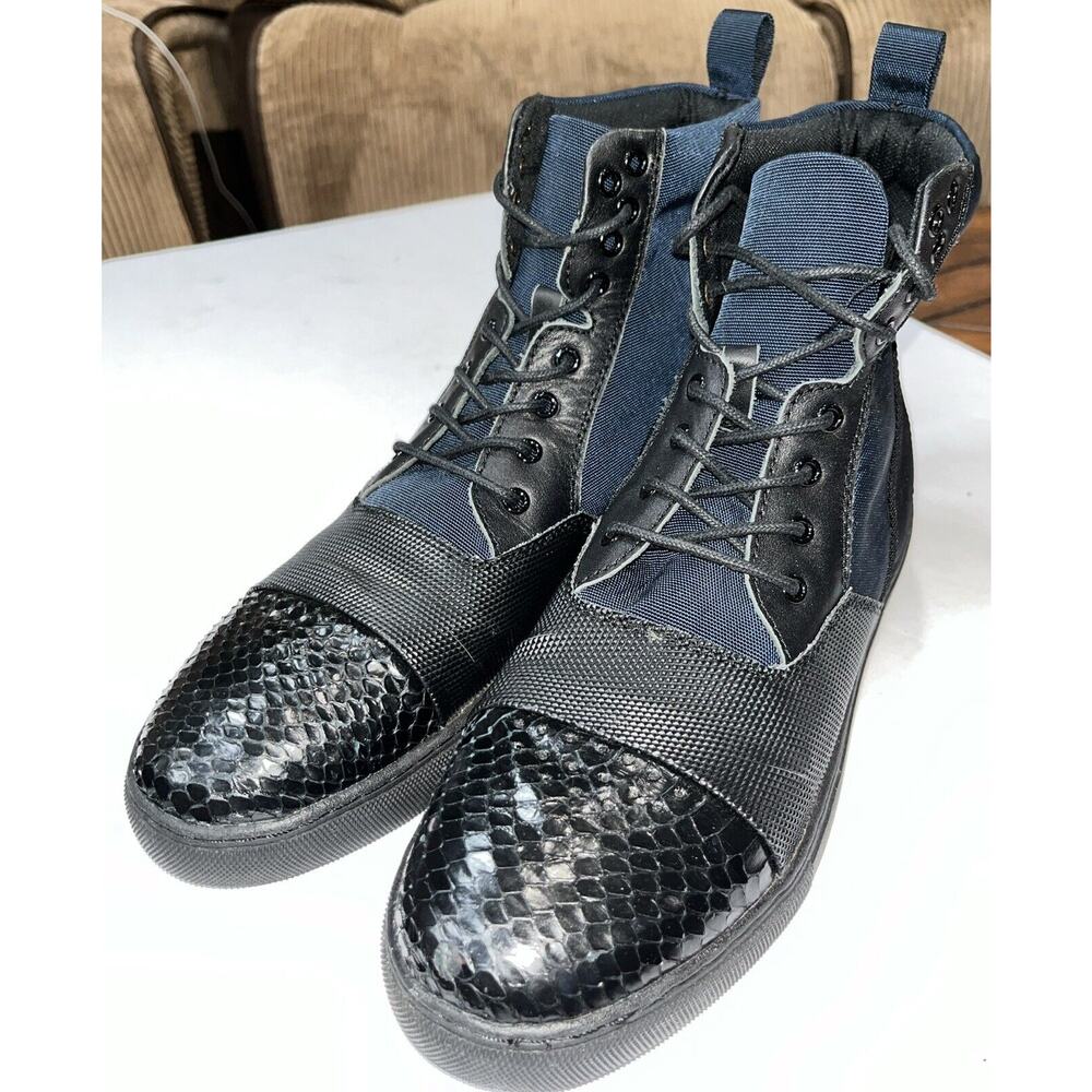 Gram Men’s Triple Textured High Top Sneaker Worn‎ 1X Navy/Black Size 9.5 (43)